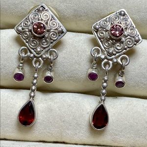 Sajen 925 Multistone Dangle Post Earrings